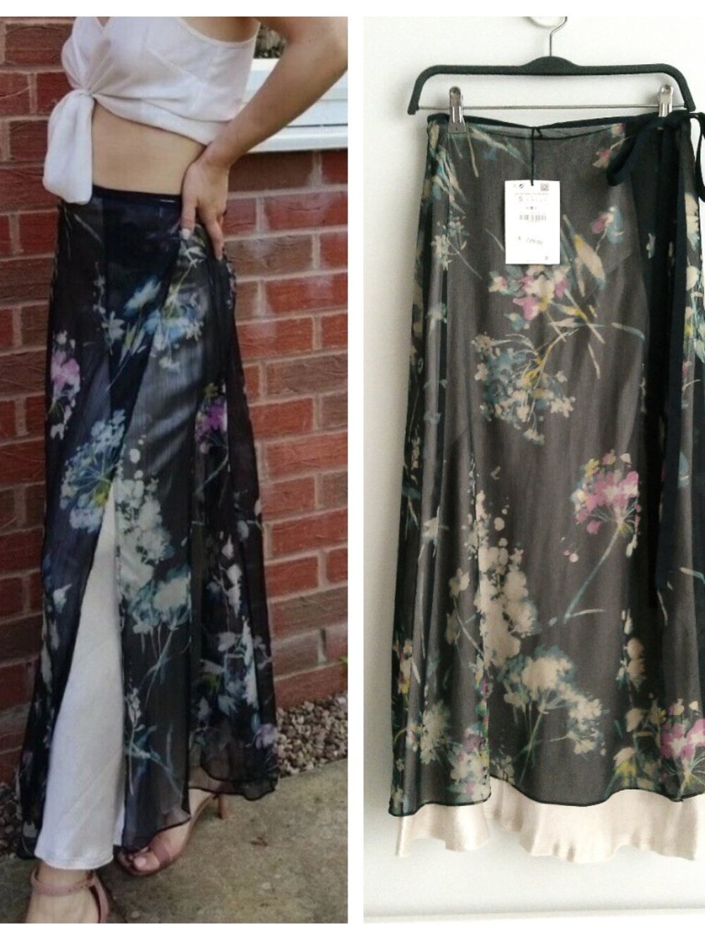 NWT ZARA LIMITED EDTION FLORAL PRINTED WRAP SKIRT Sz-S